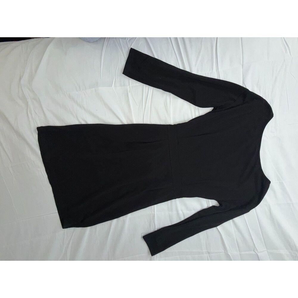 PRETTYGARDEN Black Long Sleeve Tie-Waist Midi Dress